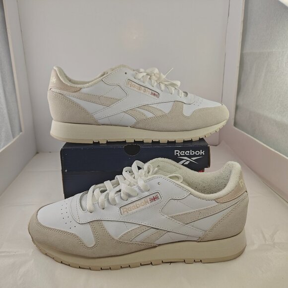 Reebok Classic Leather White/Beige Sneakers Size US 10.5 Mens 100032772 - Picture 1 of 12